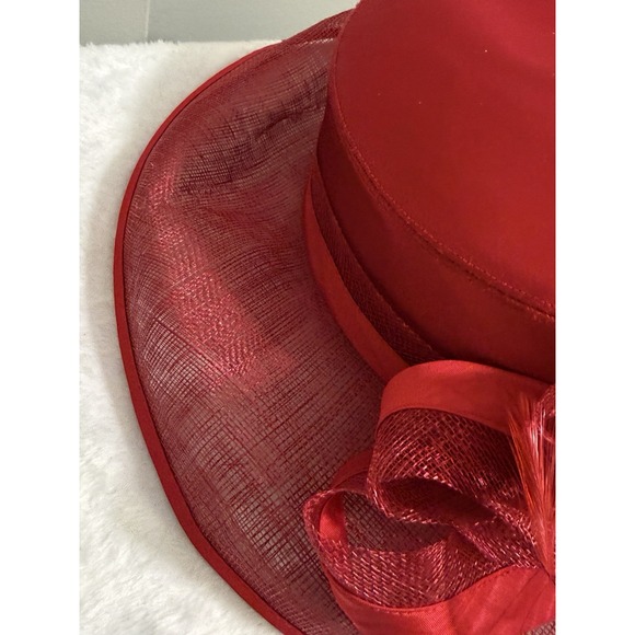 Plaza Suite New York Church Hat Vintage Red Organza‎ Large Bow Kentucky Derby
